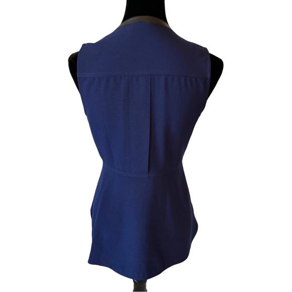 Elie Tahari Leather & Velvet Trim Top XS - Picture 6 of 9